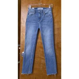 Frank & Eileen Derry Illusion Light Blue Jeans Stretch Raw Ankle Hem Sz 25